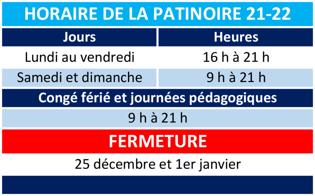 Horaire patinoire