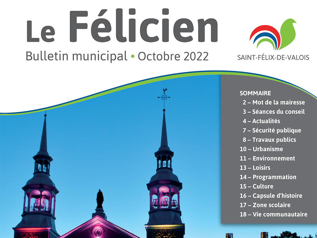 Le Félicien d’octobre 2022 est arrivé! SaintFélixdeValois