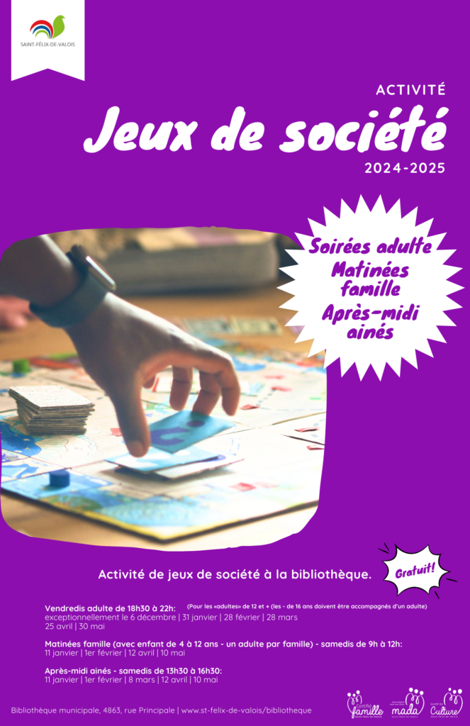 Activités jeux de société 2025