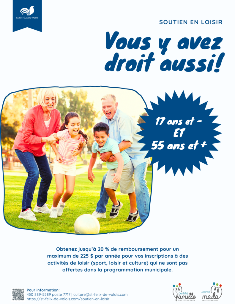 soutien en loisir - 55 ans et +