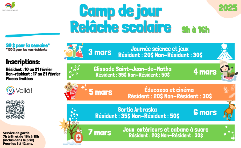 Camp de jour Relâche scolaire 2025