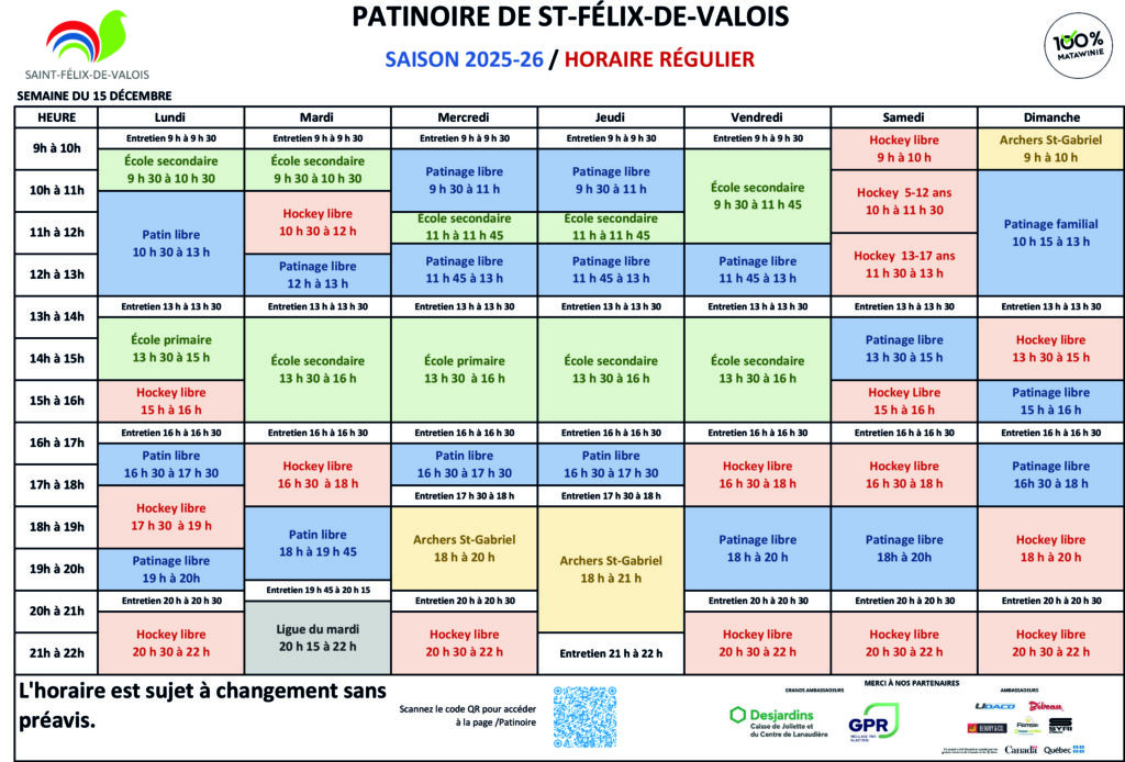 Horaire patinoire 2025-2026_SFDV_15-12-2025