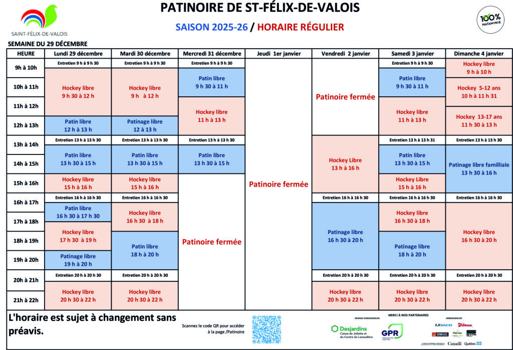 Horaire patinoire 2025-2026_SFDV_29-12-2025
